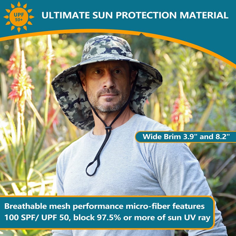 Solaris Sun Hat with Neck Flap, UPF 50 Sun Protection Lightweight Sun Cap for Men Women, Wide Brim Hat for Fishing Hiking Beach Safari, Digign Green - Image 2